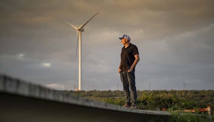 Avianto Energy CEO, Trevor D'Oliveira, on their wind turbine site outside Gqeberha